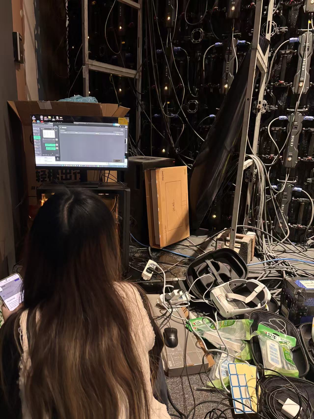 Setting up the Deepcore exhibition at the Hengqin–Macao International Digital Art Expo