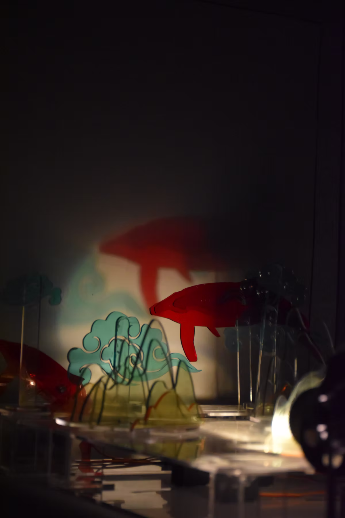 Atmospheric view of the projected landscape installation